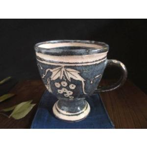 湯呑み 鼠志野 葡萄文 組湯呑み (桐箱入) 玉山窯 玉置保夫(監修) G-71