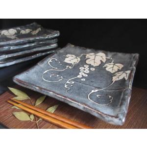 湯呑み 鼠志野 葡萄文 組湯呑み (桐箱入) 玉山窯 玉置保夫(監修) G-71