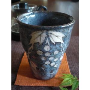 湯呑み 鼠志野 葡萄文 組湯呑み (桐箱入) 玉山窯 玉置保夫(監修) G-71