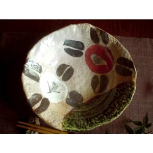 皿 志野長角盛皿 ぶどう絵織部志野 玉山窯 48.5cm おしゃれ 和食器