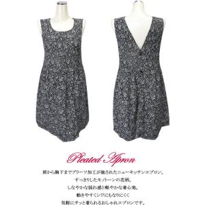 エプロン プリーツ 花柄 チュニック モノトー...の詳細画像1