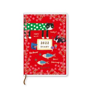手帳 2022 ダイアリー A6サイズ ノリケ NORIQUET コラージュノリケ 猫 ネコ  DM-7735 10月始まり イラストマンスリー 手帳 オリエンタルベリー