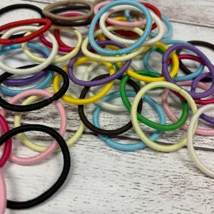 ヘアゴム リングゴム 細 1本 黒 茶 ブラック ブラウン ハンドメイド 特許 直径約25mm 太さ約2mm