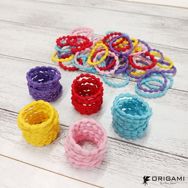 ヘアゴム リングゴム プードル 細 50本  カラー 5色ミックス 特許 直径約25mm 太さ約2....