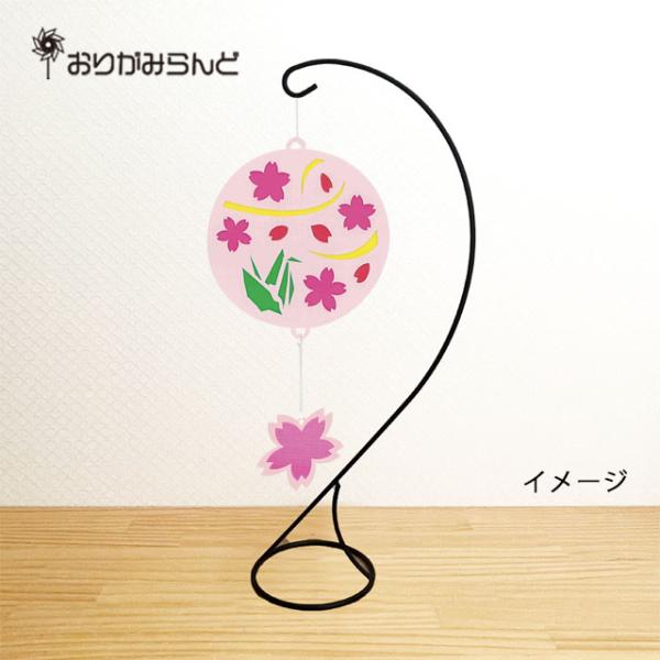 ステンドグラス風・ 切り絵風 日本の四季　春　ピンク　オリエステルおりがみR