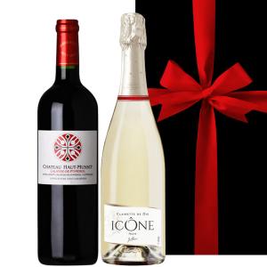 ワイン 2本 ギフトセット【無料 リボンラッピング メッセージカード】 フランス 赤ワイン スパークリングワイン 2種 飲み比べ 贈答 内祝 お返し 送料無料