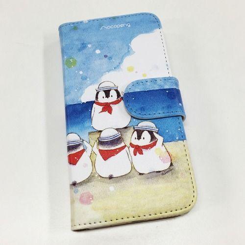 手帳型スマートフォンケース ペンギンもこぺんシリーズ 水兵さん 海 iPhone SE（第2世代） ...