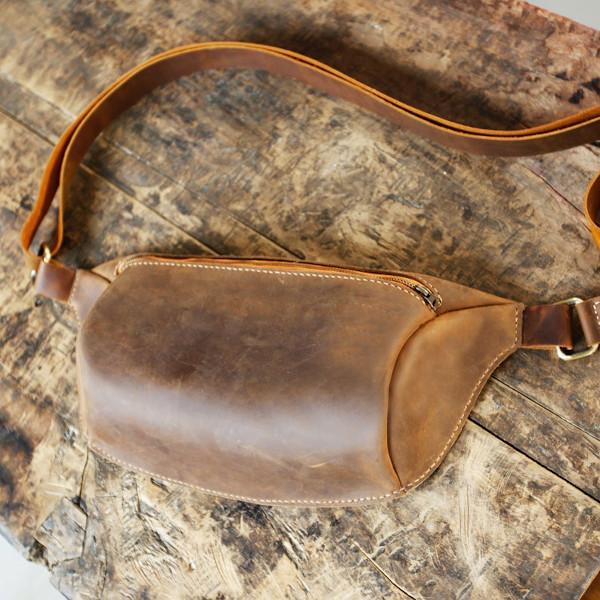 ボディバッグ 本革 フルグレインディストレスレザー使用 full grain distressed ...