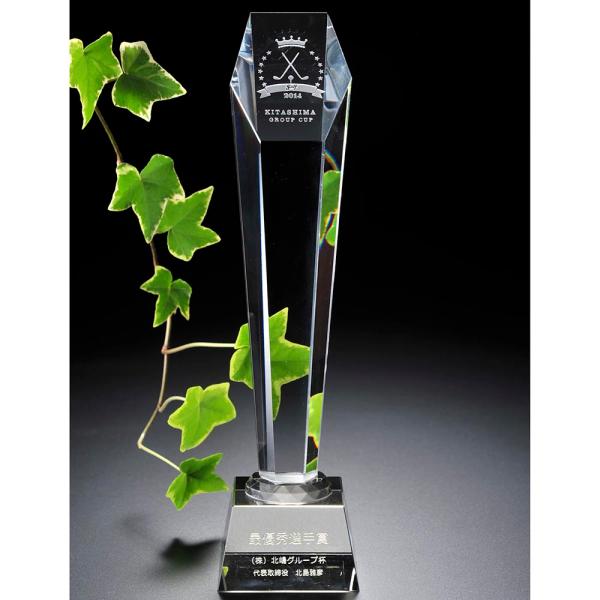 名入れ ギフト SXX インテリア雑貨 クリスタル六角トールトロフィー 布張りBOX入り