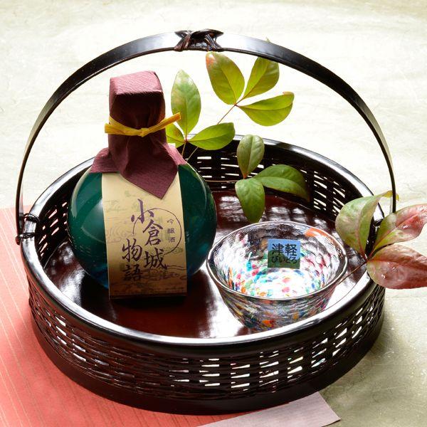 名入れ ギフト 名前入り プレゼント お祝い 小倉城物語 吟醸酒 180ml ＆ 津軽びいどろ冷酒グ...