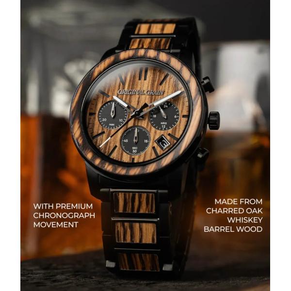 ORIGINAL GRAIN Barrel Chronograph 42mm - Charred W...