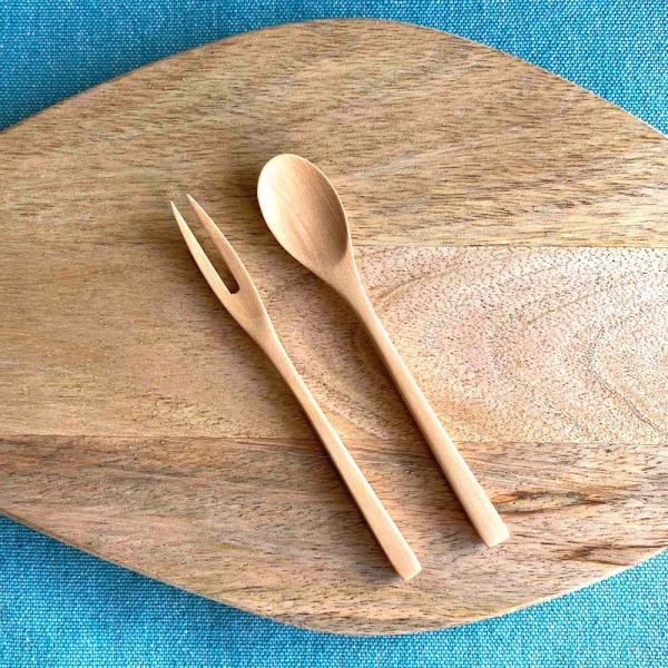 ティースプーン フォーク 木製 おしゃれ コーヒースプーン  ケーキフォーク デザートフォーク ピッ...