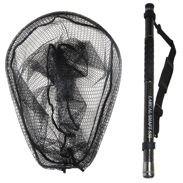 カーボン ランディング 2点セット ラーカルシャフト 5.5ｍ ブラック+ラバー ランディングネット...