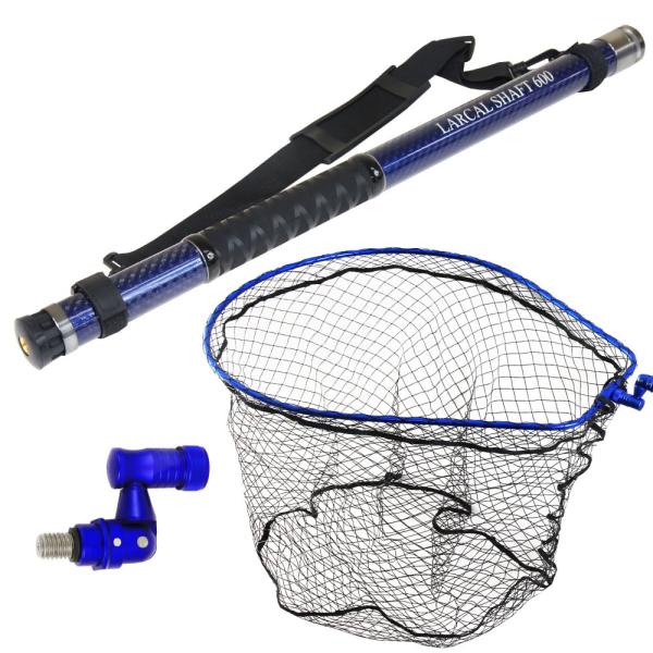 おり釣具 カーボン玉の柄 ラーカルシャフト6M 強化フレームランディングネット M (タモ網) ブル...