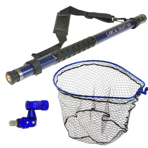 おり釣具 カーボン玉の柄 ラーカルシャフト4M 強化フレームランディングネット M (タモ網)ブルー...
