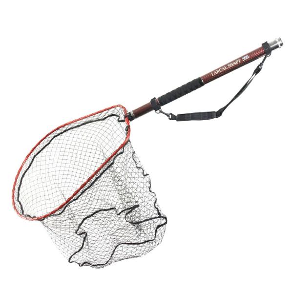 おり釣具 カーボン玉の柄 ラーカルシャフト 5M ランディングネットM 2点セット レッド (net...