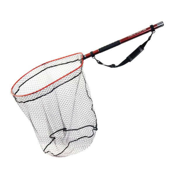 おり釣具 カーボン玉の柄 ラーカルシャフト 6M+折りたたみランディングネットL 2点セット レッド...