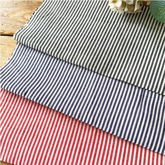 定番 ストライプ 綿100 黒 紺 赤 ピッチ幅 約1.5mm 万能ポピュラー生地 遠州織物 ブロー...