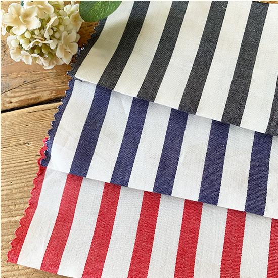 定番 ストライプ 綿100 黒 紺 赤 ピッチ幅 約11mm 万能ポピュラー生地 遠州織物 ブロード...