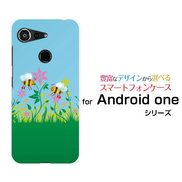 Android One S6 ハードケース/TPUソフトケース 液晶保護フィルム付 花とミツバチ 春...
