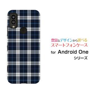 スマホケース Android One S9 S9-KC アンドロイド ワン エスナイン ハードケース/TPUソフトケース チェック柄ネイビー×ホワイト チェック 格子柄 紺色 シンプル｜orisma