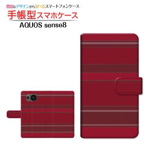 スマホケース AQUOS sense8 アクオス センスエイト 手帳型 ケース カメラ穴対応 Border(ボーダー) type008 ぼーだー ワイン色（わいんいろ） シック シンプル｜orisma