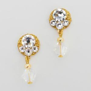 貼るだけピアスPiPPi(r) 定番　1粒スワロとクリアチャーム/ゴールド ピッピ 貼るピアス シール LeAnge leange 痛くないイヤリング ノンホールピアス