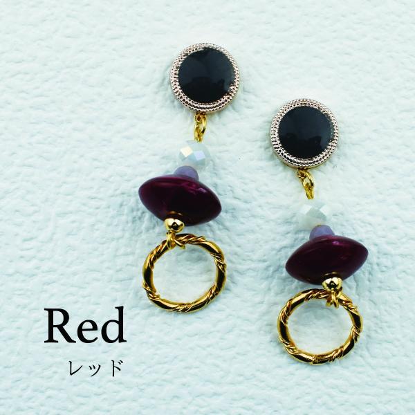 貼るだけピアスPiPPi(r) マーブル風ダイヤチャーム(レッド) ピッピ 貼るピアス シール Le...