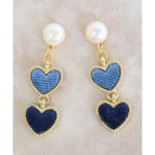 貼るだけピアスPiPPi(r) ２連ハートフロッキー(ブルー) ピッピ 貼るピアス シール LeAn...