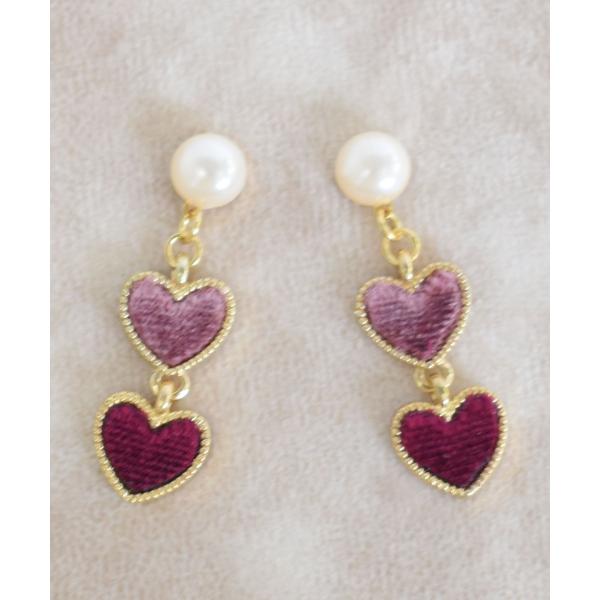 貼るだけピアスPiPPi(r) ２連ハートフロッキー(レッド) ピッピ 貼るピアス シール LeAn...