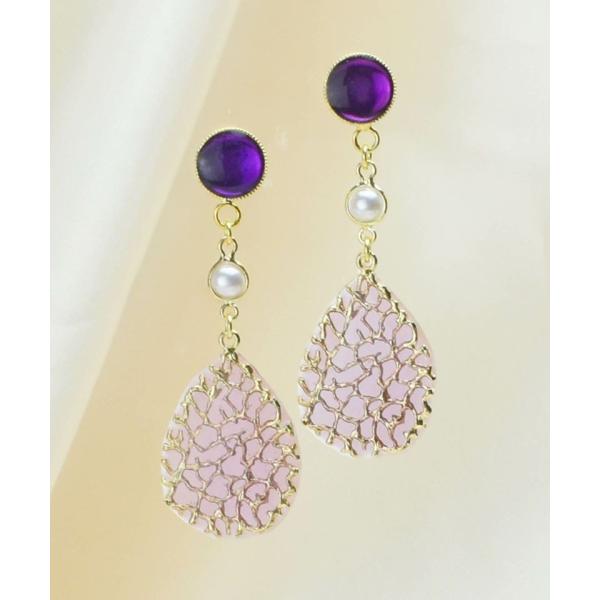 貼るだけピアスPiPPi(r) カラフルレジンリーフ/パープル ピッピ 貼るピアス シール LeAn...