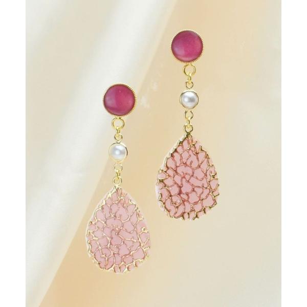 貼るだけピアスPiPPi(r) カラフルレジンリーフ/ピンク ピッピ 貼るピアス シール LeAng...