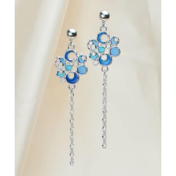 貼るだけピアスPiPPi(r) ステンドグラス風カラフルレジン/シルバー ブルー ピッピ 貼るピアス...