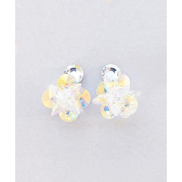 貼るだけピアスPiPPi(r) ラウンドカットのキュービックジルコニアを使ったフラワーボール クリス...