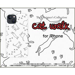 iPhone 13 アイフォン サーティーン ハードケース/TPUソフトケース 液晶保護フィルム付 キャットウォーク（モノトーン） ねこ 猫柄 キャット モノトーン｜orisma