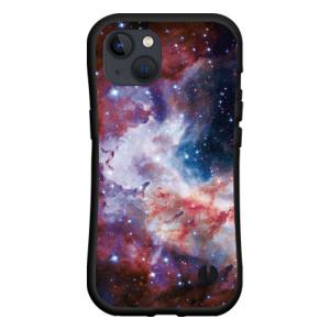 スマホケース iPhone 15 アイフォン フィフティーン 耐衝撃 ハイブリッドケース ストラップホール付 宇宙柄 星雲 パープル｜orisma