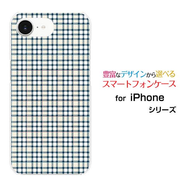スマホケース iPhone 16e ハードケース/TPUソフトケース チェック柄ネイビー×ホワイトク...