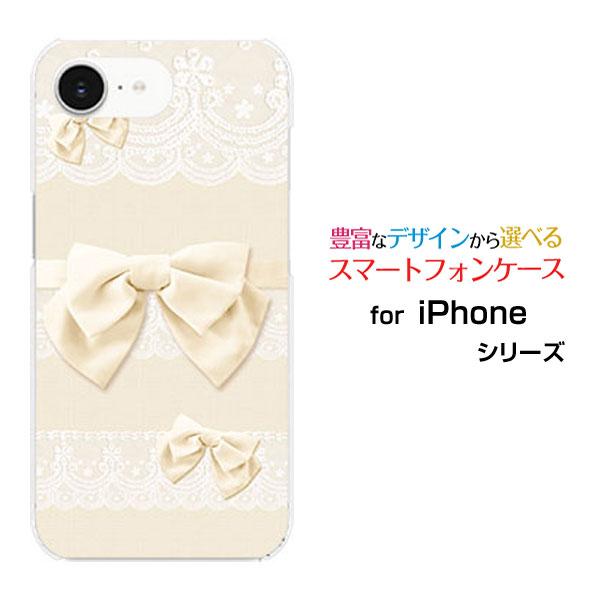 スマホケース iPhone 16e ハードケース/TPUソフトケース レース＆リボン (ホワイト) ...