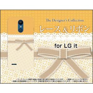 LG it LGV36 ハードケース/TPUソフトケース 液晶保護フィルム付 レース＆リボン 可愛い（かわいい） オレンジ（おれんじ）