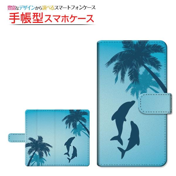 スマホケース Mi Note 10 手帳型 ケース 貼り付けタイプ イルカとヤシの木 夏 イルカ い...
