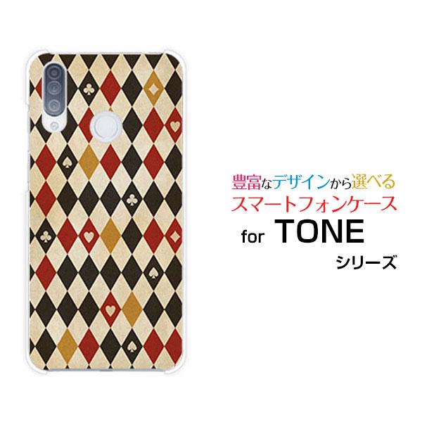 スマホケース TONE e20 ハードケース/TPUソフトケース トランプダイヤ柄 アンティーク調 ...