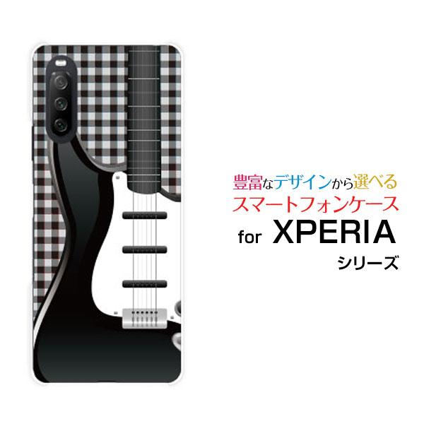 XPERIA 10 III ハードケース/TPUソフトケース 液晶保護フィルム付 ギターとチェック ...