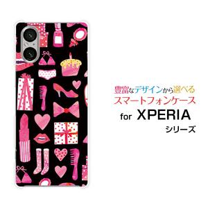 スマホケース XPERIA 5 V エクスペリア ハードケース/TPUソフトケース おしゃれアイテム（黒×ピンク） 服 靴 おしゃれ ワードロープ 黒｜orisma