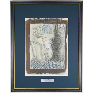 パブロ・ピカソ「人間喜劇」 リトグラフ 1954年作　額装付き パブロ ピカソ 『 人間喜劇 より 裸のモデルと画家 』 版画 リトグラフ