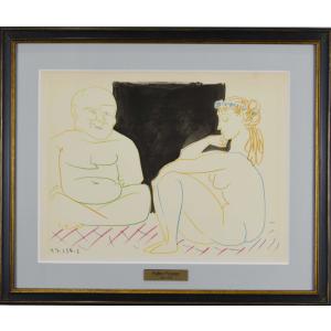 パブロ ピカソ 『 人間喜劇 より 裸のモデルと画家 』 版画 リトグラフ