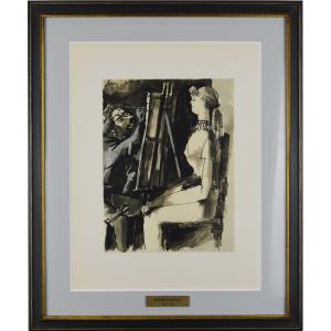 パブロ ピカソ 『 人間喜劇 より 裸のモデルと画家 』 版画 リトグラフ