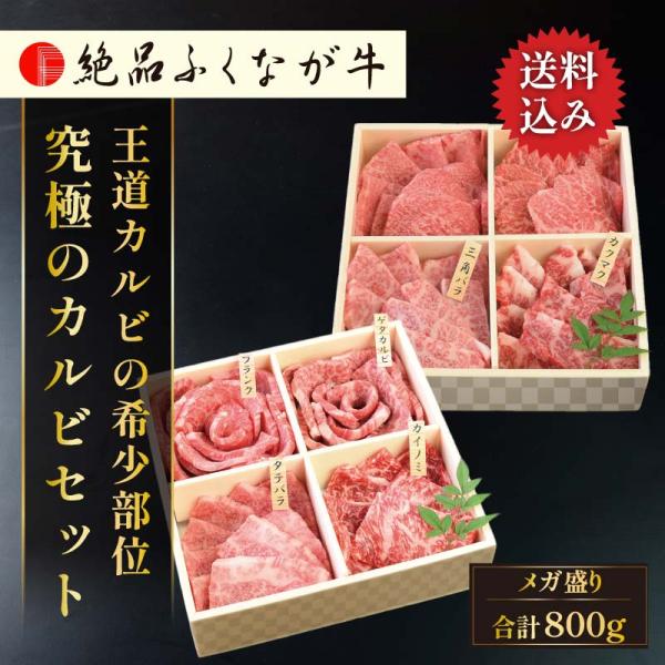 牛肉 焼肉 国産 交雑種 F1 絶品ふくなが牛 究極のカルビセット 二段(800g) カイノミ ゲタ...