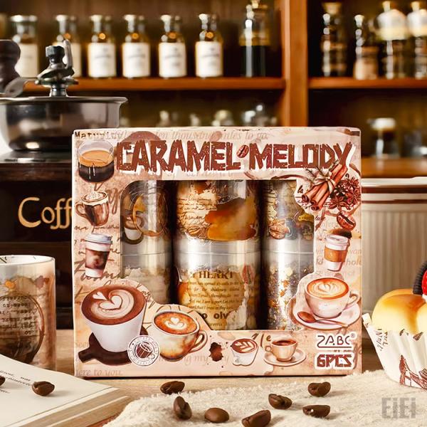 型抜きあり お買い得セット 柄違い6ロール入り/1箱 幅広50mm カラメルメロディー ダイカットテ...