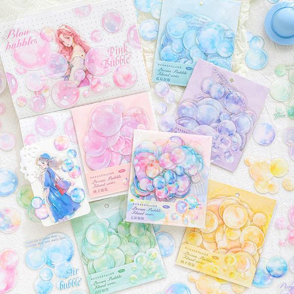 クリアシール 水彩 泡 あわ 水玉 ドット しずく 水滴 円形 玉  英語 ぼやし ぼかし 背景 イ...