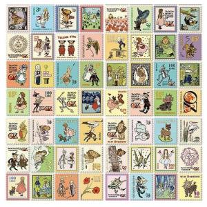 切手シール 80枚 イラストステッカー スタンプシール 北欧 童話 星の王子様 コラージュ素材 アンティーク 手帳デコ 手帳 デコレーション sztz-80-001